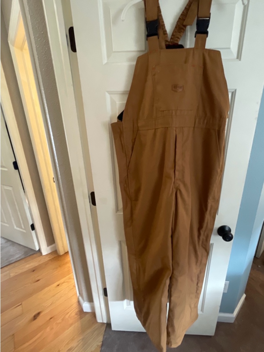 Men's Brown Work Bib Overalls with Adjustable Straps by Red Kap